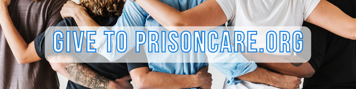 People of different colors with their arms around each other with Give to PrisonCare Inc logo superimposed